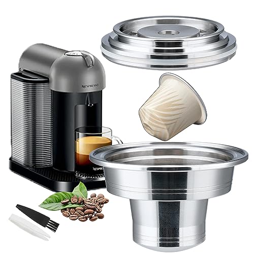 Sesama Reusable Coffee Pods Adapter Stainless Steel Converter Holder Compatible with Nespresso Vertuo ENV135 GCA1 Machine Brewing Espresso Original line Coffee Flavor, Sliver - Image 1
