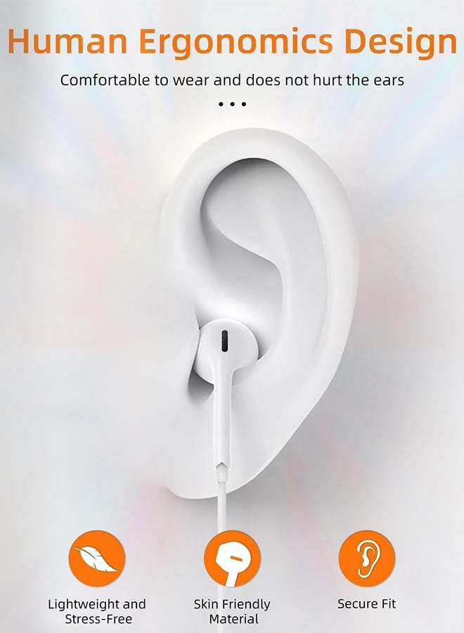أوشن سماعة أذن داخلية طراز C سماعة أذن سلكية لشركة هواوي، مع سماعة رأس ميكروفون عازل للضوضاء سماعات أذن، مناسبة لأجهزة آي باد، شياومي، هواوي، أوبو، الهاتف المحمول لأندرويد، أجهزة الكمبيوتر اللوحية، أجهزة الكمبيوتر المحمولة، الأبيض - Image 4