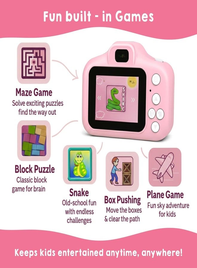 سنابترون كاميرا سنابترون الرقمية للأطفال، بدقة 3 ميجابكسل وفيديو عالي الوضوح 1080 بكسل، مع شاشة IPS بحجم 2 بوصة وسعة تخزين 32 جيجابايت | ألعاب كاميرا صغيرة قابلة لإعادة الشحن عبر منفذ USB للأطفال | ألعاب تعليمية للأولاد والبنات من 7 إلى 14 سنة (لون وردي) - Image 5