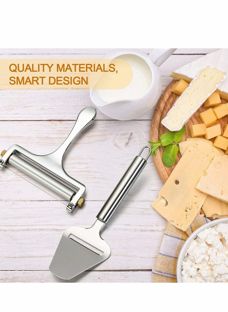 Luckam 2 Pieces of Stainless Steel Cheese Spatula and 1 Piece of Cheese Planer Slicer Special Knife for Household Cheese Flat Cheese Slicer for Soft Semi Hard and Hard Cheese Perfect Cooking Tool - Image 3