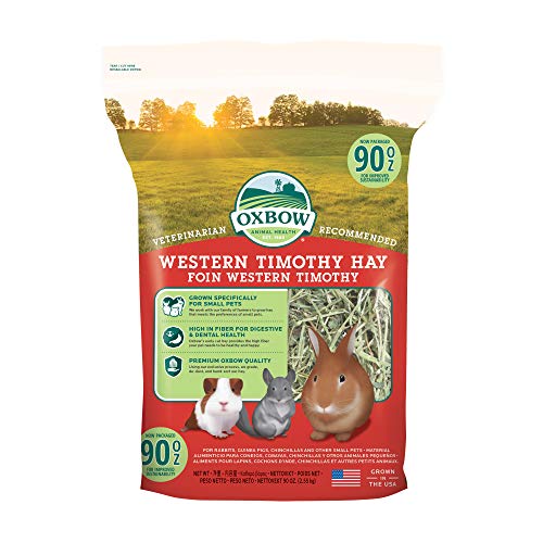 Oxbow Animal Health Western Timothy Hay, Guinea Pig Hay, Small Pet Bunny Supplies, All Natural Grass for Guinea Pig, Bunny, Chinchilla & Hamster, Oxbow Rabbit Supplies for Bunnies, 90 oz. bag - Image 1
