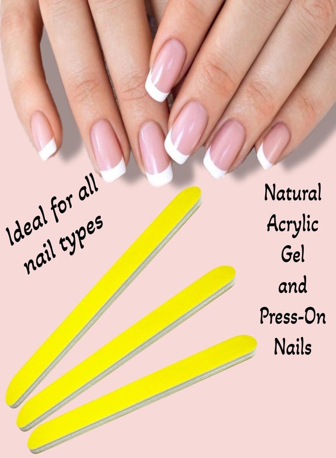 ALAZCO 12pc ALAZCO Yellow Professional Nail File 240/240 Grit Double Sided Manicure Emery Foam Board Salon Pro DIY Washable Reuseable Natural Nails Acrylic Gel Press-On Travel TSA Friendly - Image 3