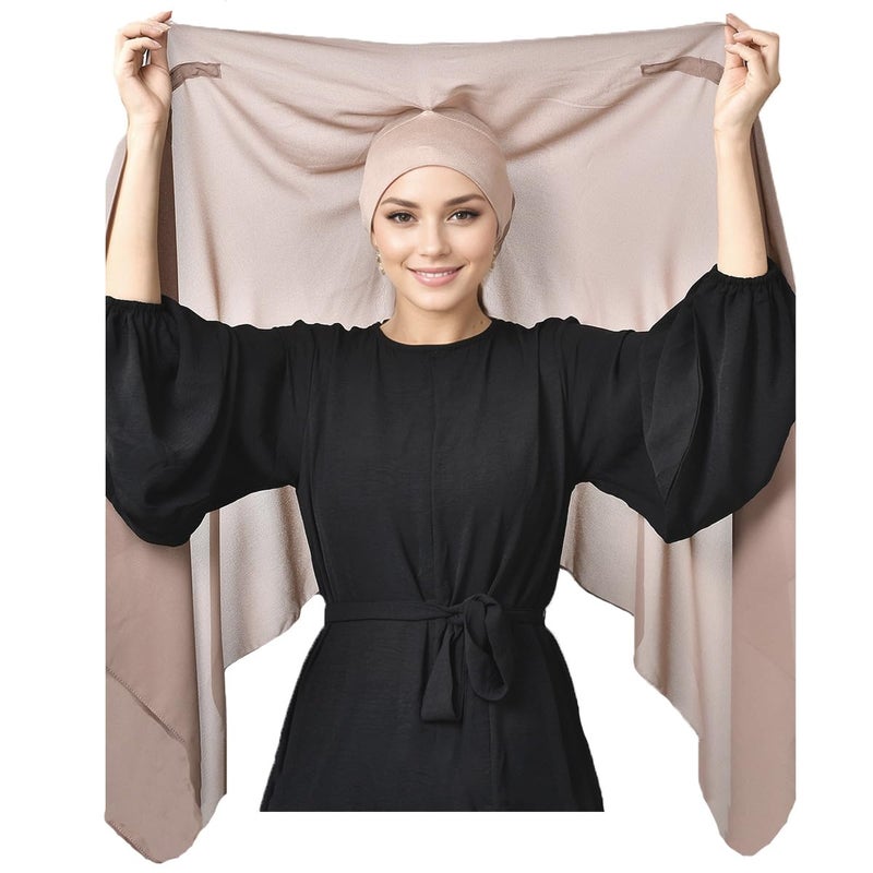 HURESON Instant Chiffon Hijab Set with Magnetic pins Head Wraps Hijabs Scarf with Model Undercap Head Wraps (5# Khaki) - Image 1