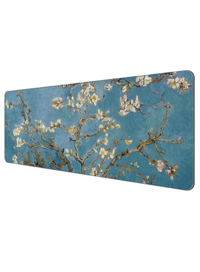 داينيبي لوحة ماوس ألعاب رفيعة ممتدة من Dynippy (31.5 × 11.8 × 0.08 بوصة) مع حواف مخيطة لوحة ماوس كبيرة طويلة XXL لوحة مفاتيح ولوحة ماوس حصيرة مكتب للألعاب والمكتب والمنزل - زهر اللوز - Image 1