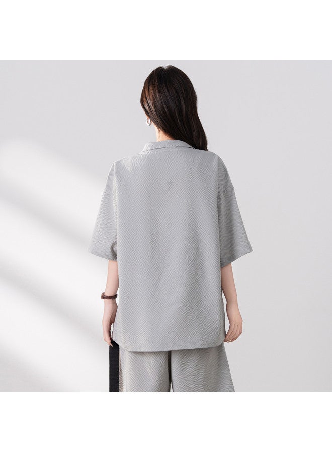 Baleno Women's Casual Half-zip T-shirt fashionable & Versatile Short Sleeve Top summer Loose Fit Slimming Tee With Pocket Design - Image 5