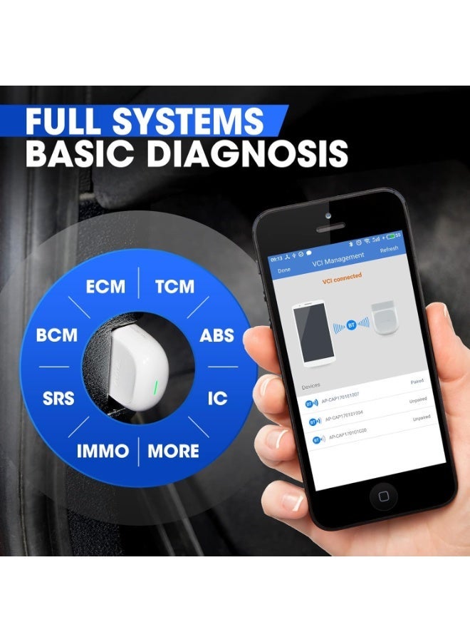 أوتل Autel AP200 ماسح OBD2 بلوتوث، قارئ أكواد مع تشخيص كامل لأنظمة السيارة و25 وظيفة صيانة، أداة فحص مركبة لجهاز iPhone وAndroid، النسخة الصغيرة من جهاز MK808 التشخيصي - Image 2