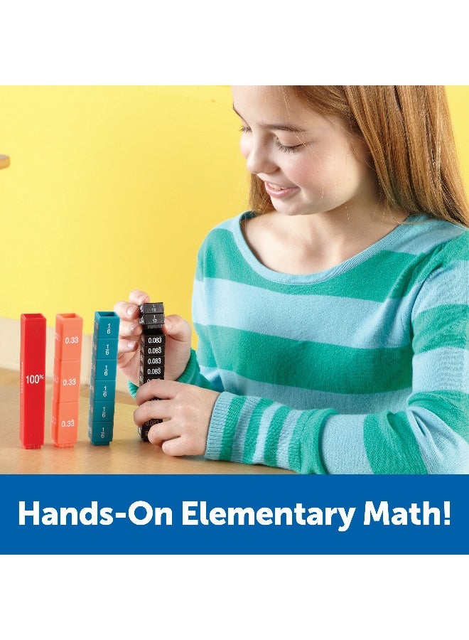Learning Resources Fraction Tower Equivalency Cubes, Colour-Coded Maths Manipulative Set, 51 Interlocking Pieces For Visualising Fractions And Equivalencies - Image 2