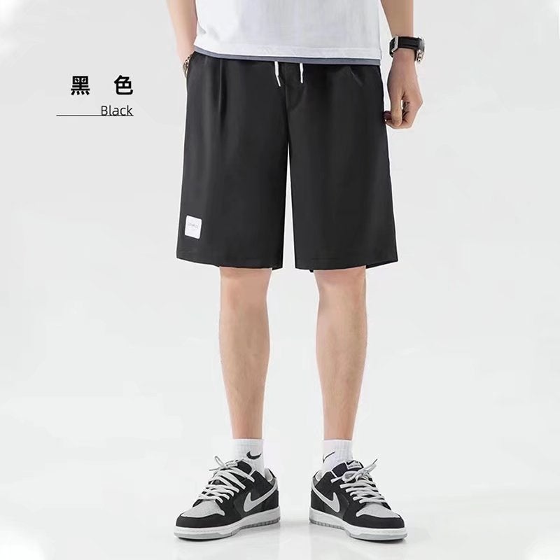 Ice Silk Leather Standard Shorts Mens Summer Thin Pants Outer Wear Casual Pants Beach Sports Loose Large Pants Black - Image 3