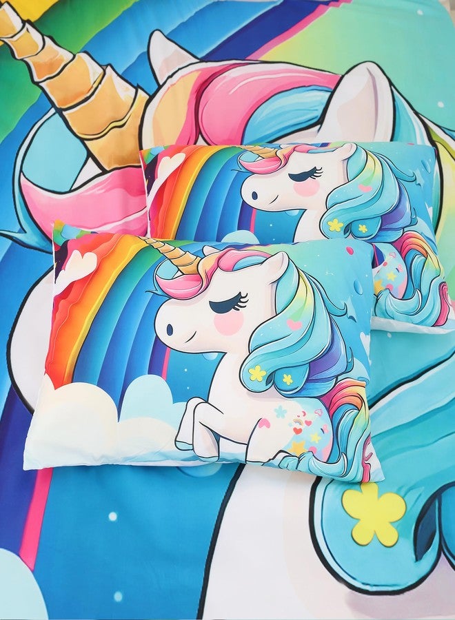 FUYEUN Unicorn Sheets Set Rainbow Unicorn Bedding Twin Size for Girls Kids Children Boys Teens Bedroom Bed - 1 Flat Sheet, 1 Fitted Sheet, 1 Pillowcase - Image 5