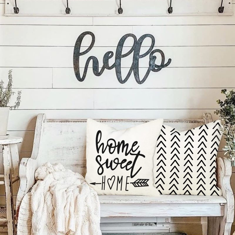 YCOLL Pillow Covers 18x18 Set of 4, Modern Sofa Throw Pillow Cover, Decorative Outdoor Linen Fabric Pillow Case for Couch Bed Car, Cream - Image 2