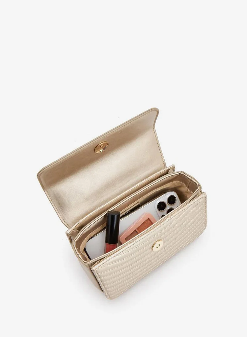 Flora Bella By Shoexpress GOLD Textured Crossbody Bag With Chain Strap for Women | Best Price UAE