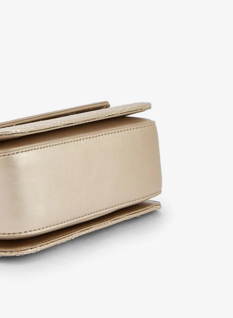 Flora Bella By Shoexpress GOLD Textured Crossbody Bag With Chain Strap for Women | Best Price UAE