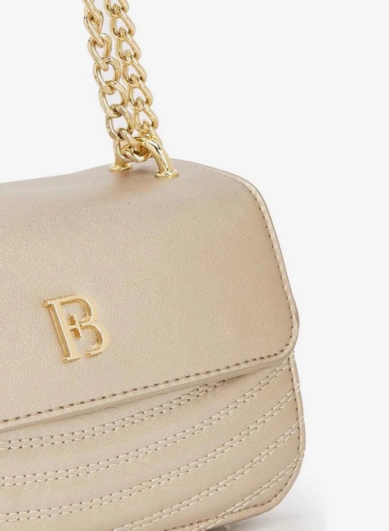 Flora Bella By Shoexpress GOLD Textured Crossbody Bag With Chain Strap for Women | Best Price UAE
