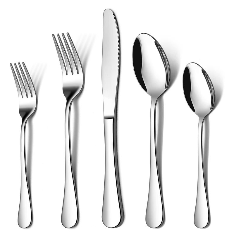 LIANYU 60Piece Silverware Flatware Set for 12 Stainless Steel Cutlery Set Kitchen Restaurant Tableware Mirror Finished Dishwasher Safe
