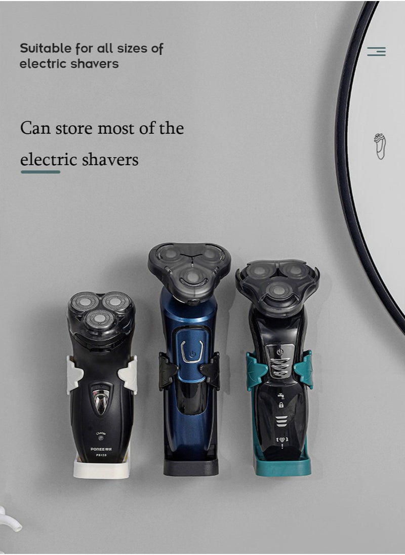 yIFeNG 3 Pack Electric Shaver Holder Sticky Adhesive Wall Mounted Shelf Razor Hanger Storage Organizer for Bathroom Toothpaste Punch Free Adjustable Shaving Electric Toothbrush Hook Rack  - Image 5