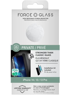 FORCE Force Glass iPhone 13 / 13 Pro / 14 Flat Private Screen Protector Lifetime Warranty  - Image 1