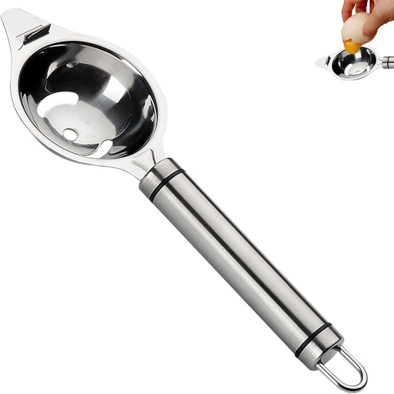 klarako Egg Separator Yolk White Separator Tool 304 Stainless Steel Egg White Separator Long Handle Egg Yolk Separator Leakage Egg Separator DIY Tool Egg Yolk White Separator for Baking Kitchen Gadget - Image 1
