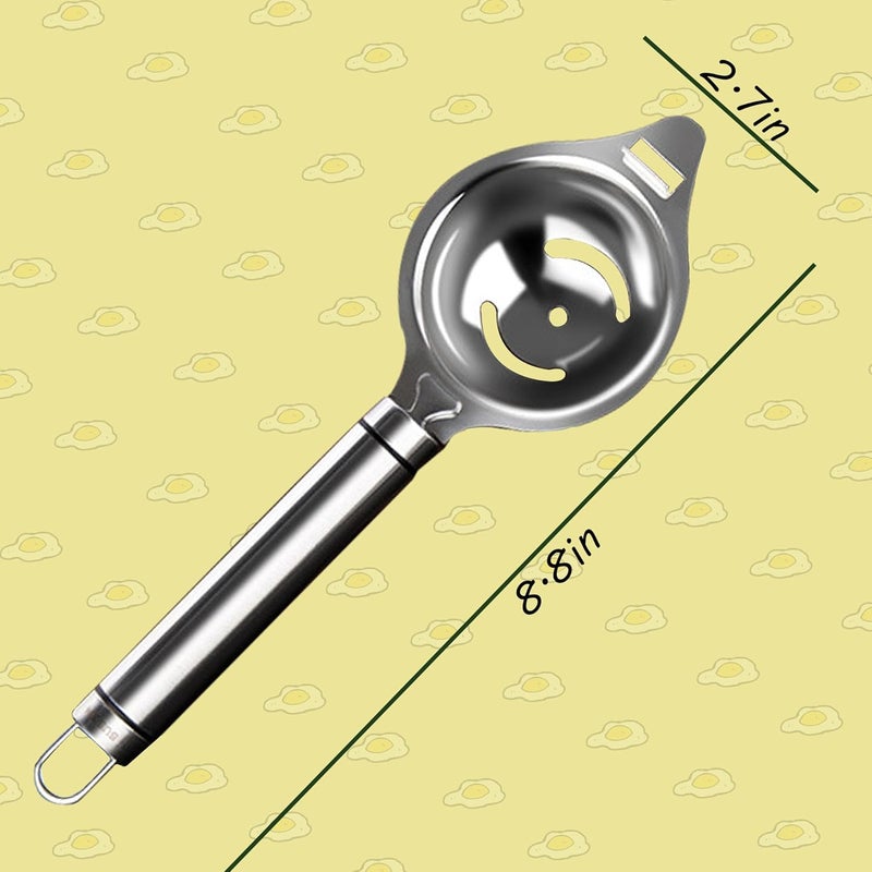 klarako Egg Separator Yolk White Separator Tool 304 Stainless Steel Egg White Separator Long Handle Egg Yolk Separator Leakage Egg Separator DIY Tool Egg Yolk White Separator for Baking Kitchen Gadget - Image 2
