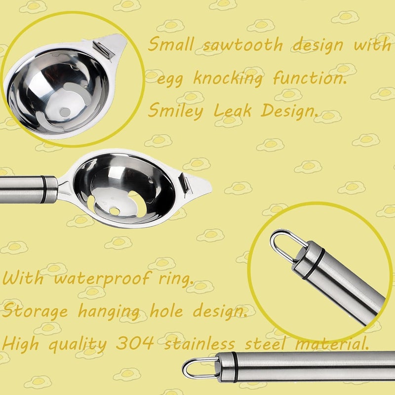 klarako Egg Separator Yolk White Separator Tool 304 Stainless Steel Egg White Separator Long Handle Egg Yolk Separator Leakage Egg Separator DIY Tool Egg Yolk White Separator for Baking Kitchen Gadget - Image 3