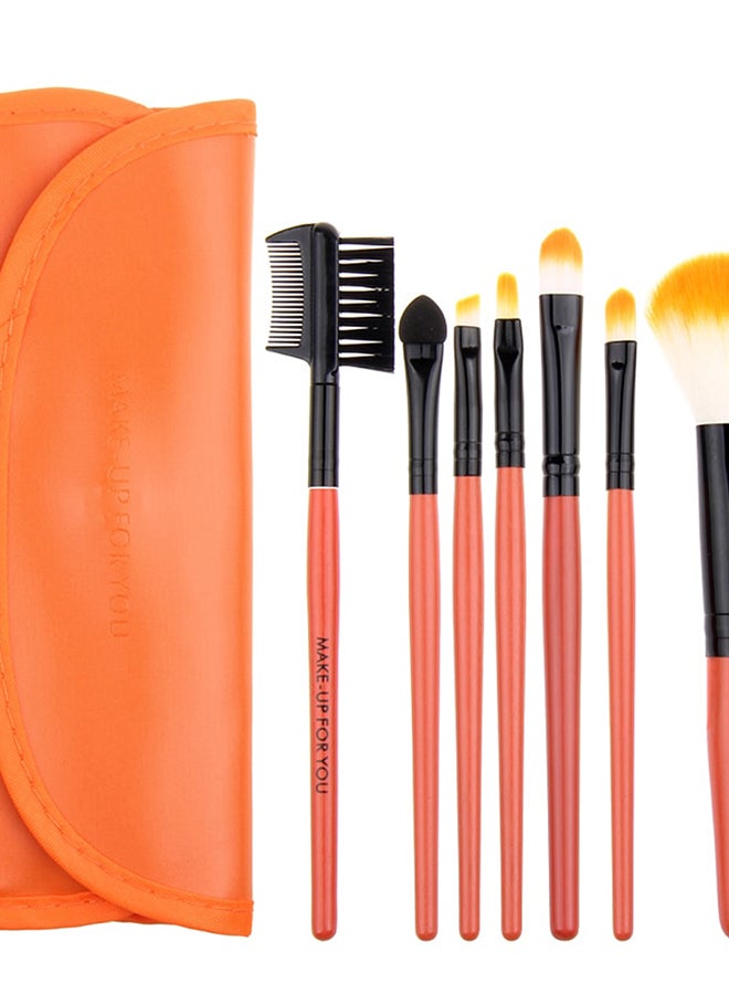 7-Piece Makeup Brush Set With Case Orange/Black - Image 2