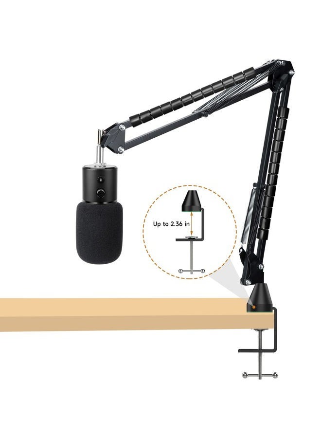 WIBOND Razer Seiren X Mic Boom Arm Stand with Mic Foam Cover - Suspension Mic Stand and Windscreen with 2 pcs Cable Sleeve Compatible with Razer Seiren X Streaming Microphone - Image 2