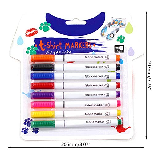 Trusmile Trusmile 8Pcs Clothes Textile Markers Fabric Paint Pens DIY Crafts T-Shirt Pigment Painting Pen Writing Liner Marker Pen - Image 2