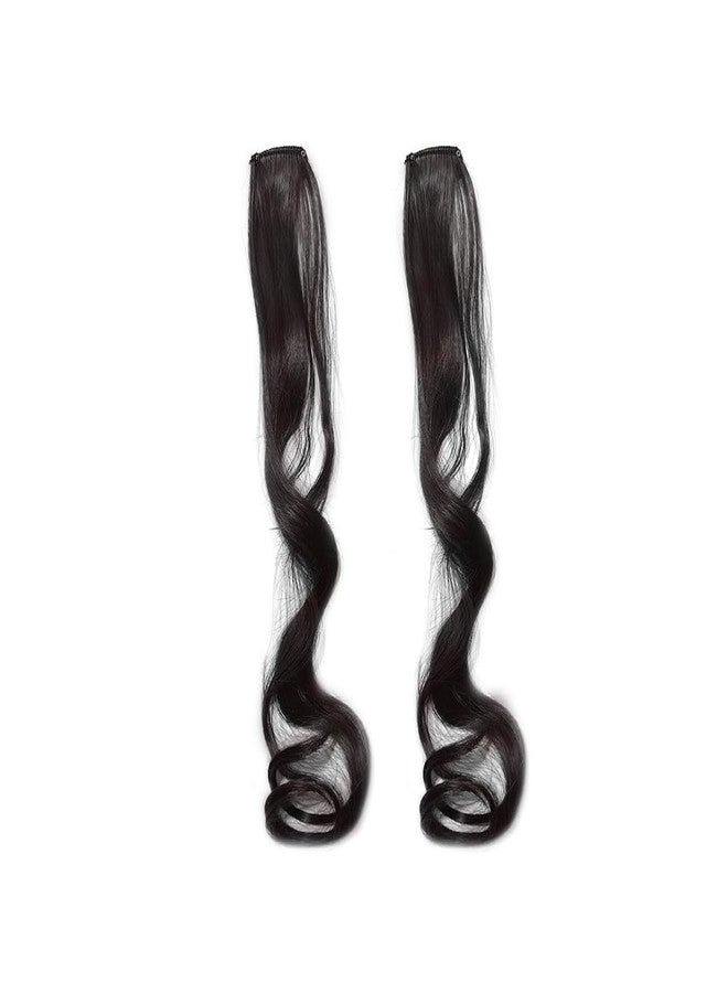 VIVIAN 2Pcs Wavy Side Bang Synthetic Hair Side Covers Wave Fringe Hair Extensions for Women Girls (Brown Color) - Image 4