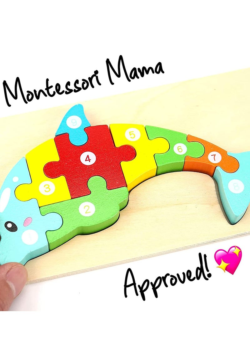 Generic - Wooden Toddler 3D Puzzles for Kids Ages 2-4 Toys for Toddlers 2 Years Old Wooden Puzzles Toys Wooden Jigsaw Puzzles, with numbers Puzzles for Kids Educational Toy for Boys and Girls 4 Pack - Image 1