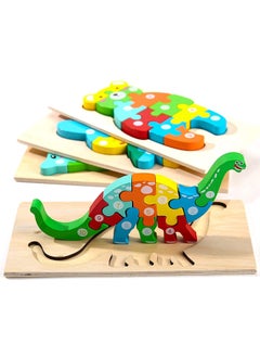 Wooden Toddler 3D Puzzles for Kids Ages 2-4 Toys for Toddlers 2 Years Old Wooden Puzzles Toys Wooden Jigsaw Puzzles, with numbers Puzzles for Kids Educational Toy for Boys and Girls 4 Pack