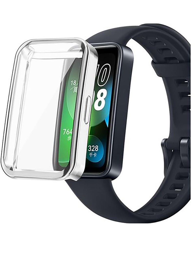 Huawei Band 8 Protective 360 Case Flexible TPU Case Soft Frame Shock Resistant - Silver