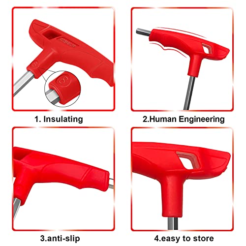 WISEUP 3mm t handle allen wrench set Metric,CR-V heavy duty hex key set with long arm - Image 2