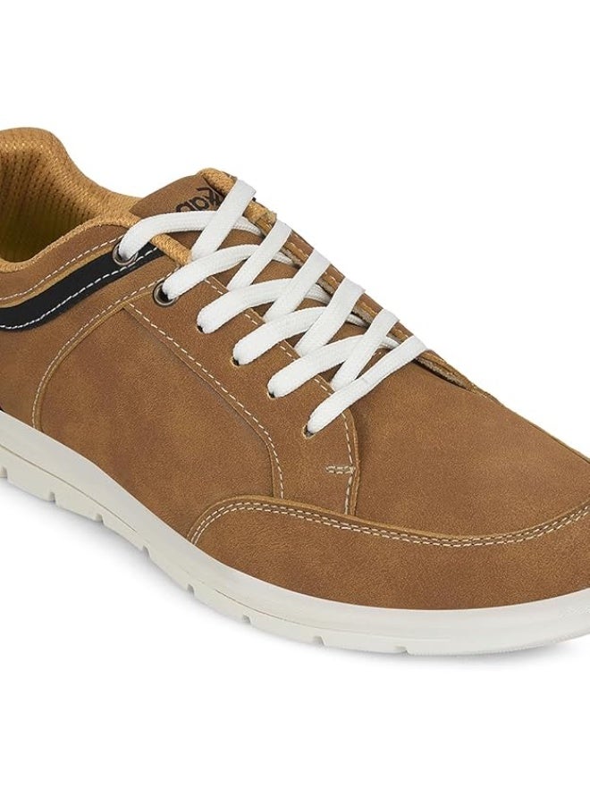 Liberty Leap7x FRINKS-1E Casual Lacing Sneakers for Men - Camel | Suitable for Travel, College, Office | Comfortable Lace-Up Casual Shoes | Lightweight Stylish Fashion Footwear for Gents - Image 4