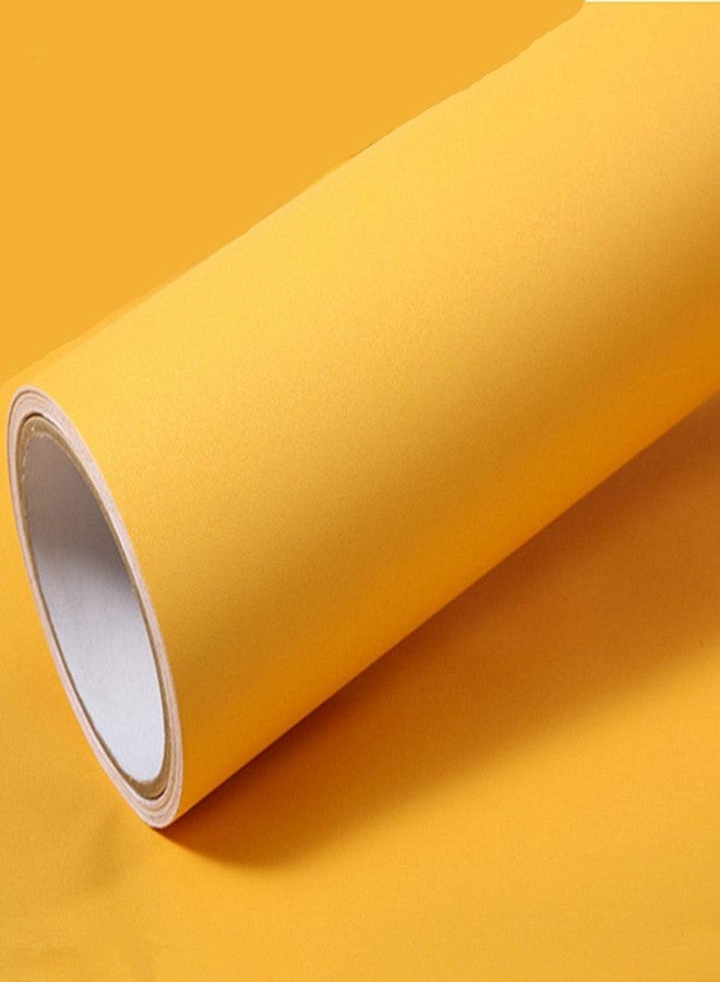 UPREDO Solid Color Matte Textured Vinyl Peel and Stick Wallpaper Adhesive Paper Wallpaper Shelf Liner Home Decorative Paper,15.8inch by 79inch (Yellow) - Image 1