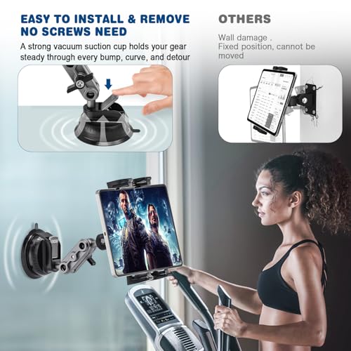 BAISHUN Tablet Mount for Truck, Car Tablet Holder Heavy Duty Super Suction Cup/Adhesive Base iPad Stand for Dash Windshield Wall Vehicle Desk, 360° Metal Bracket for 4.7-12.9" iPad Pro/Air/Mini/Galaxy - Image 4