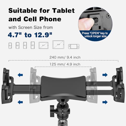 BAISHUN Tablet Mount for Truck, Car Tablet Holder Heavy Duty Super Suction Cup/Adhesive Base iPad Stand for Dash Windshield Wall Vehicle Desk, 360° Metal Bracket for 4.7-12.9" iPad Pro/Air/Mini/Galaxy - Image 3