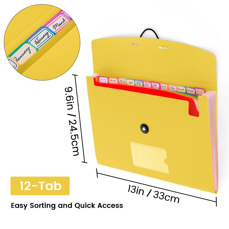 RIEJIN 6 Pack Accordion File Organizer with Labels, 13 Pocket Expanding File Folder for Letter Size A4 Papers, Ideal for Home, Office Supplies, College Essentials - Image 2