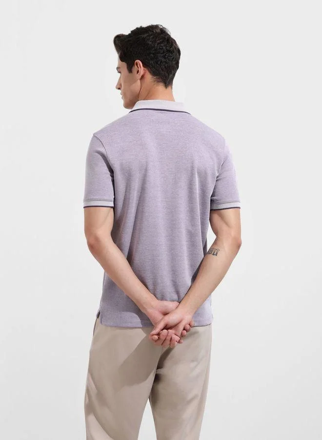 شركة المرآب الهندية Men Regular Fit Textured Polo Neck Half Sleeves T-Shirt