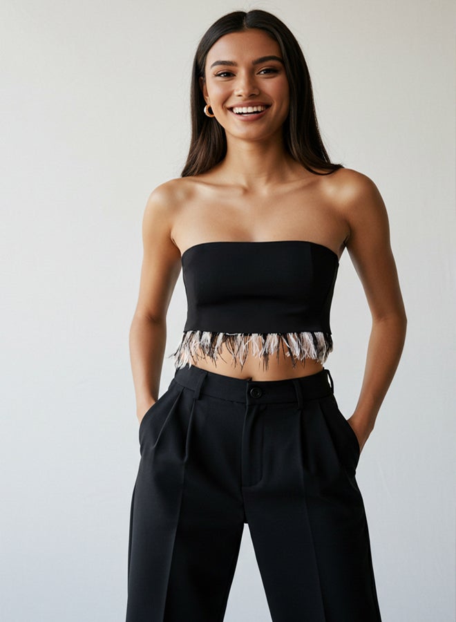 trendyol Black Strapless Otris Woven Stylish Bustier - Image 1