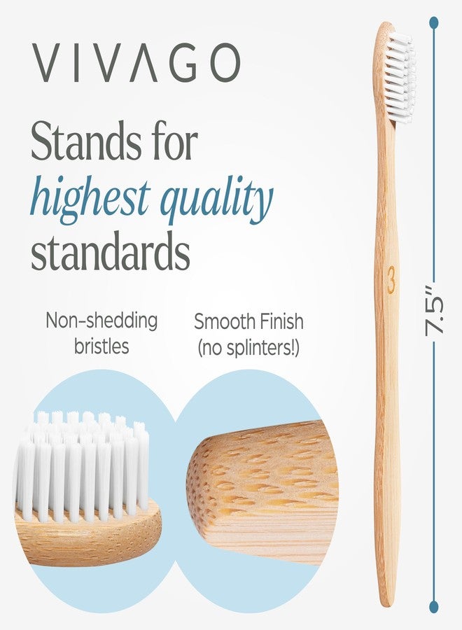VIVAGO Bamboo Toothbrushes Medium Bristles 10 Pack - Plant-Based Medium Bristles Toothbrushes for Adults - Eco-Friendly, Natural Wooden Toothbrush - Image 5