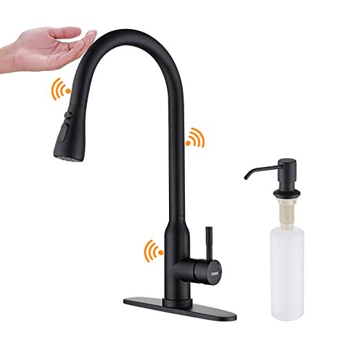 Touch Kitchen FaucetKEER Smart Kitchen Sink Faucet with Pull Down Sprayer Touch on Activated Kitchen Bar Sink Faucet Brushed Nickel Stainless Steel Matte Black