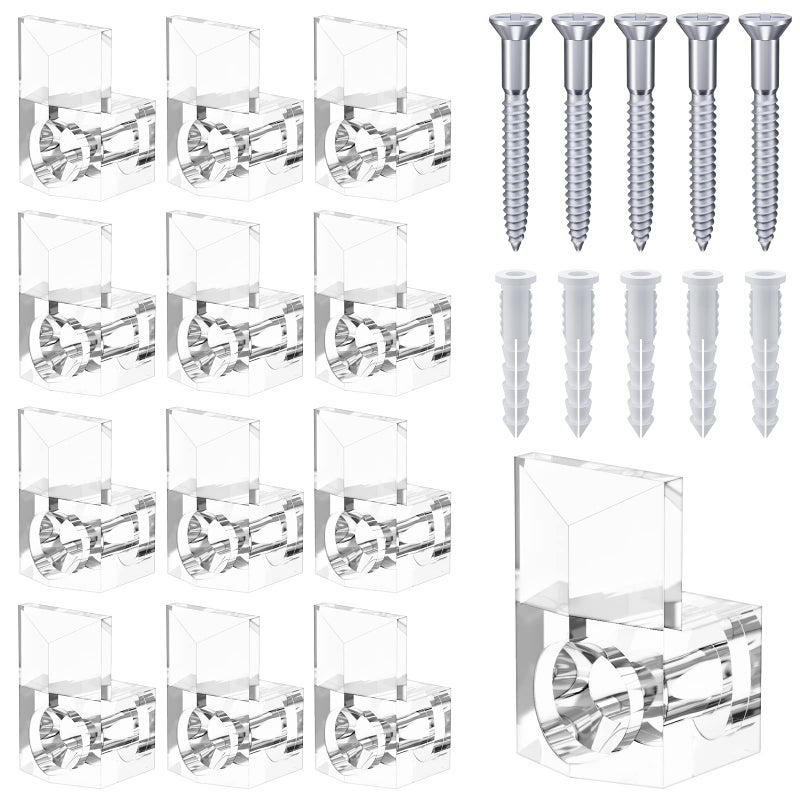BAGTeck 22 Sets of Mirror Holder Clips Kit,3/8 Crystal Clear Plastic Mirror Clip,Mirror Holder Clips Glass Retainer Clips Kit,Mirror Hanging kit with Screws and Fixed Mirror Box Door - Image 1