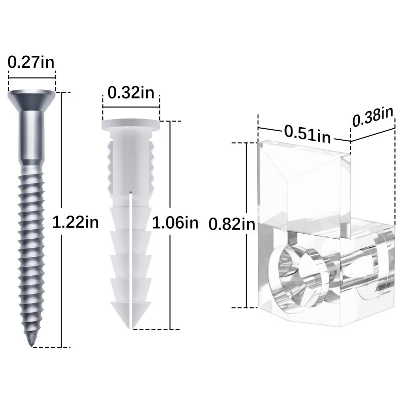 BAGTeck 22 Sets of Mirror Holder Clips Kit,3/8 Crystal Clear Plastic Mirror Clip,Mirror Holder Clips Glass Retainer Clips Kit,Mirror Hanging kit with Screws and Fixed Mirror Box Door - Image 4