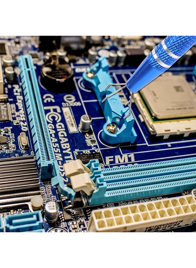 2 Pcs Stainless Steel 4 Claw Pick up Tool, Electronic Cutting Forceps with Four Claws for Small Parts Pickup, IC Chip Electronic Components Grabber for Tiny Objects in Home Office (Blue+Golden) - Image 5