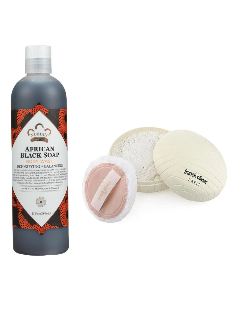 Nubian Heritage Nubian Heritage African Black Soap Body Wash 384g with Frank Body Powder 200g 