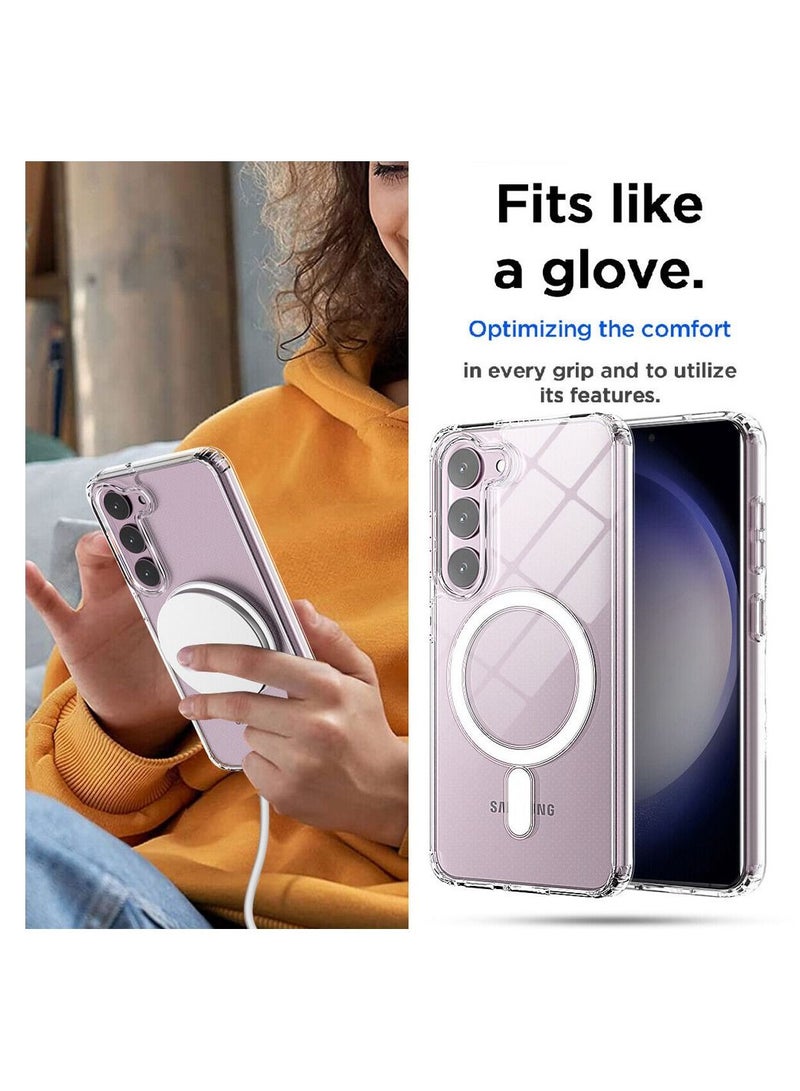 CATANES حافظة سامسونج جالكسي S23 شفافة مغناطيسية للحماية مع شحن لاسلكي غطاء ماغسيف الشفاف - Image 2