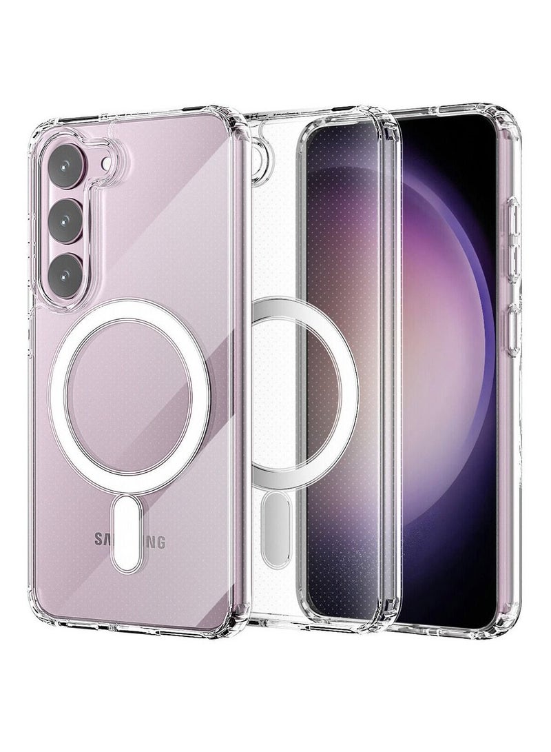 CATANES حافظة سامسونج جالكسي S23 شفافة مغناطيسية للحماية مع شحن لاسلكي غطاء ماغسيف الشفاف - Image 1