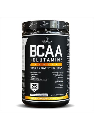Sascha Fitness BCAA 4:1:1+Glutamine, HMB, L-Carnitine, HICA|Powerful and Instant Powder Blend with Branched Chain Amino Acids(BCAAs)for Pre, Intra and Post-Workout,Natural Mango Coconut Flavor,362.5g - pzsku/ZA2C29D61DD988406CBBBZ/45/_/1716128788/f4a8c91c-3aa1-4506-a161-866595366db3