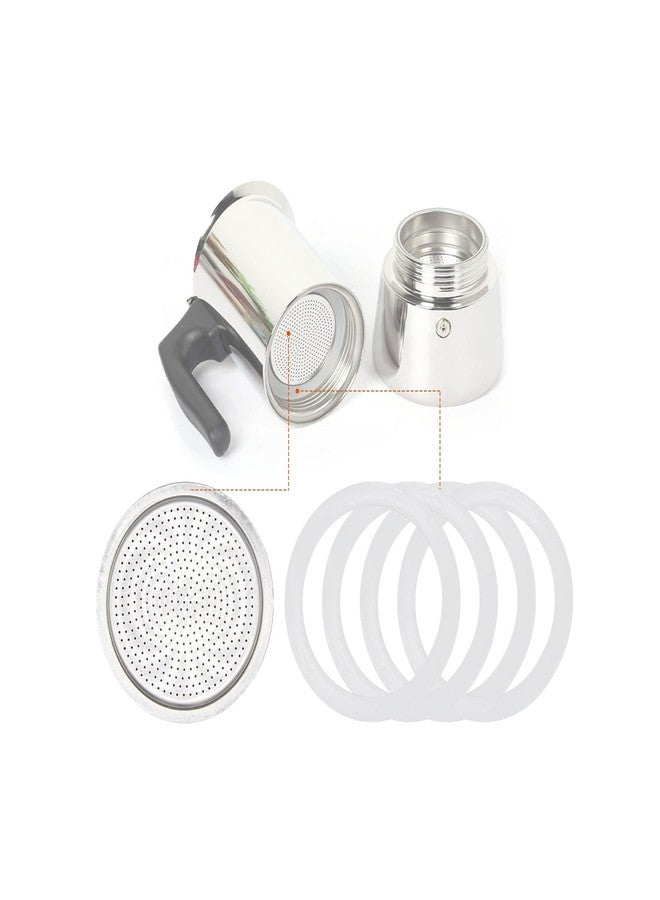MEFONKOU 6 Cups Coffee Gasket for Bialetti Moka Aluminium Stove Top Coffee Maker Pots Express - 4 Gasket and 1 Stainless Filter (5pc) - Image 3