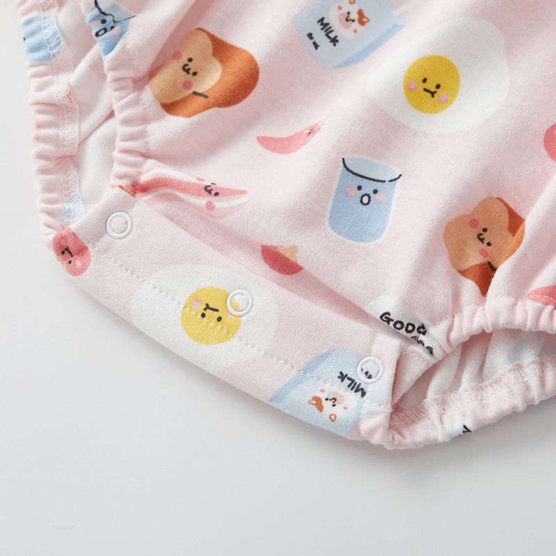 pureborn Baby Girls Bodysuit Peter Pan Collar Bubble Romper Long Sleeve Cotton One-Piece Outfit Bread Milk 3-6 Months - Image 5