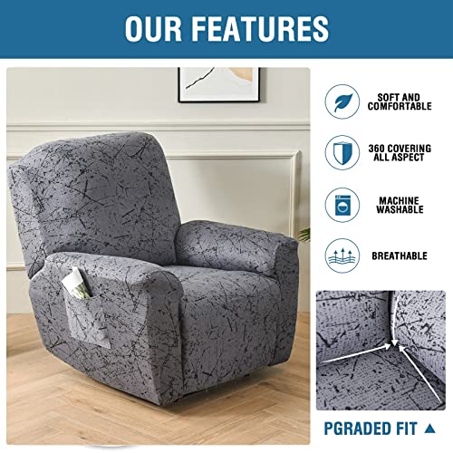 Eco-Ancheng Recliner Slipcovers 4-Pieces Lazyboy Recliner Covers Recliner Couch Covers Recliner Chair Cover Non Slip Reclining Slipcovers with Storage Pockets Furniture Protector for Living Room - Image 3